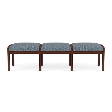 Lesro Lenox Wood 3 Seat Bench Wood Frame, Walnut, RF Serene Upholstery LW3001